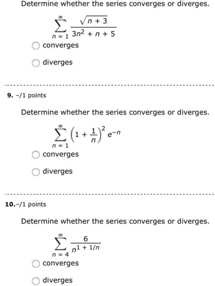 Determine whether the series converges or diverges.