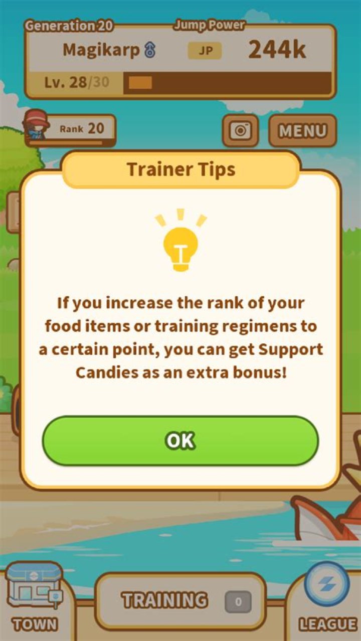 How can you get support candies in Magikarp Jump?