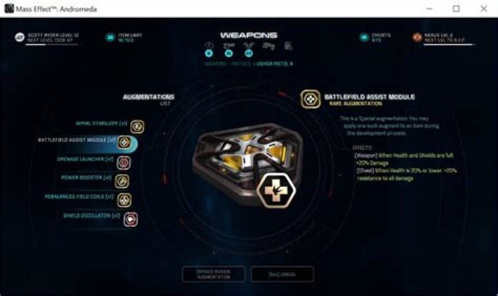 How does Mass Effect Andromeda Augmentation work?