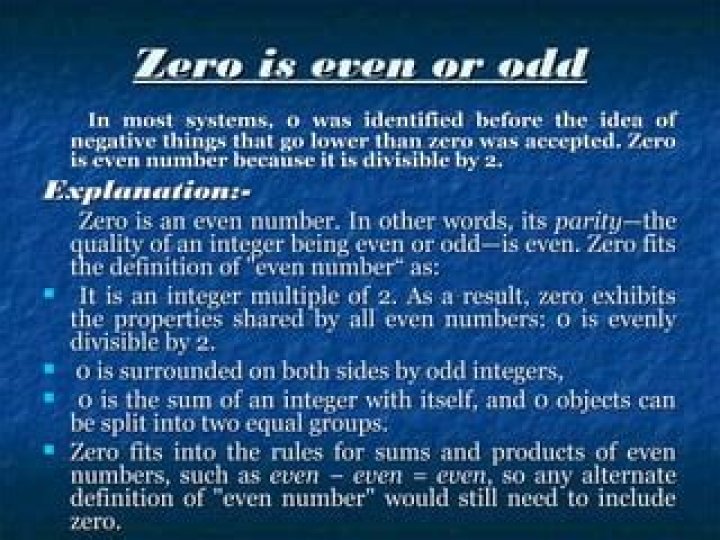 Is zero odd or even?