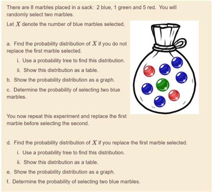 Probability of picking 2 red and 2 blue marbles from a bag of 5 red and 5 blue
