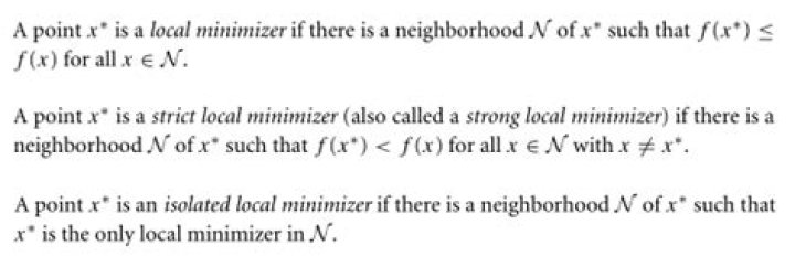 Question about the notion/definition of "isolated local minimizer".