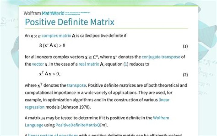 What does positive definite matrix mean?