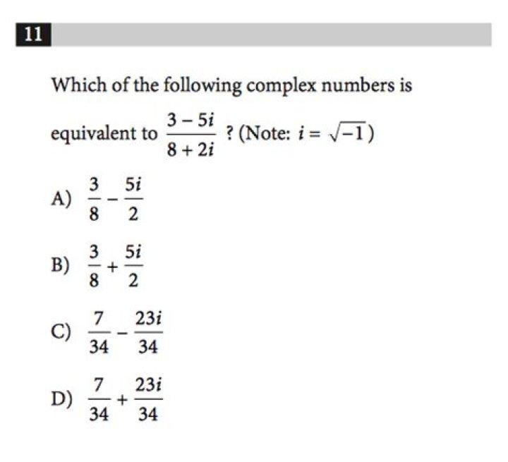 Which of the following complex numbers is equivalent to $\frac{3-5i}{8+2i}$?